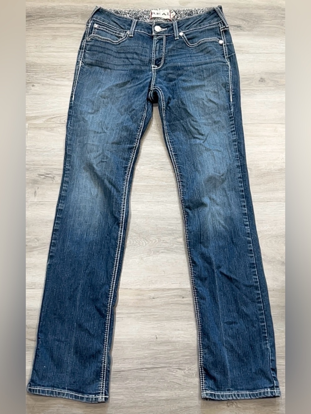 Ariat Real Denim Womens Blue Medium Wash Straight Leg Jeans Size 31L Mid Rise